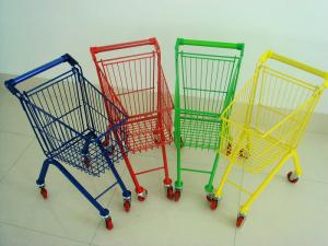 China Unfolding Supermarket Shopping Trolley , Metal Grocery Cart ISO9001 Certification wholesale