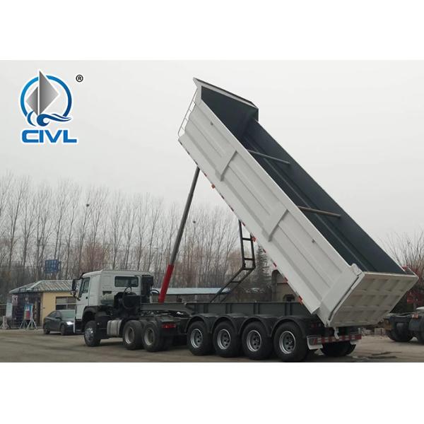 CIMC Semitrailer Rear 50 Ton 4 Axle Dump Semi Trailer Trucks With Front Lifting
