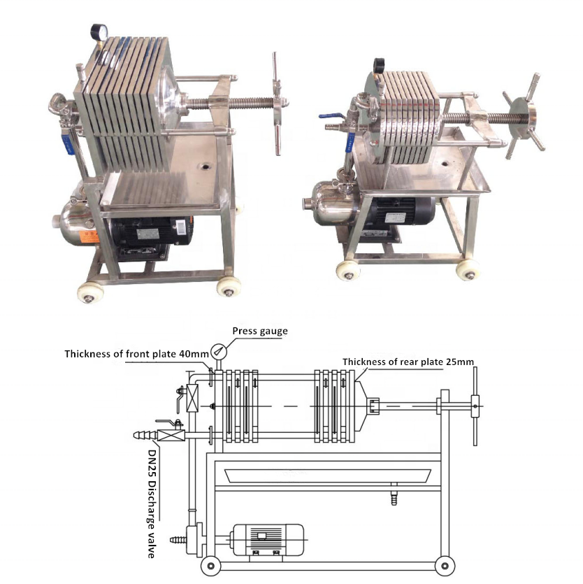 25kg Stainless Steel Multi Layer Plate Frame Filter Press with Square Gasket Seal Type