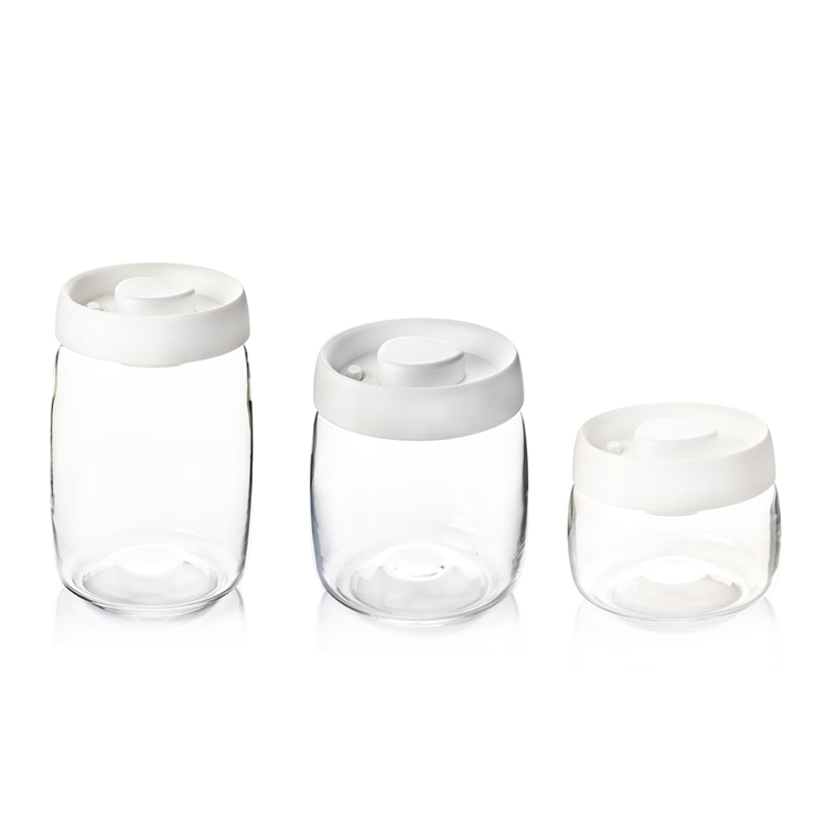 Wholesale Vacuum Jar Food Storage Canister Transparent Borosilicate Glass With Color Lid