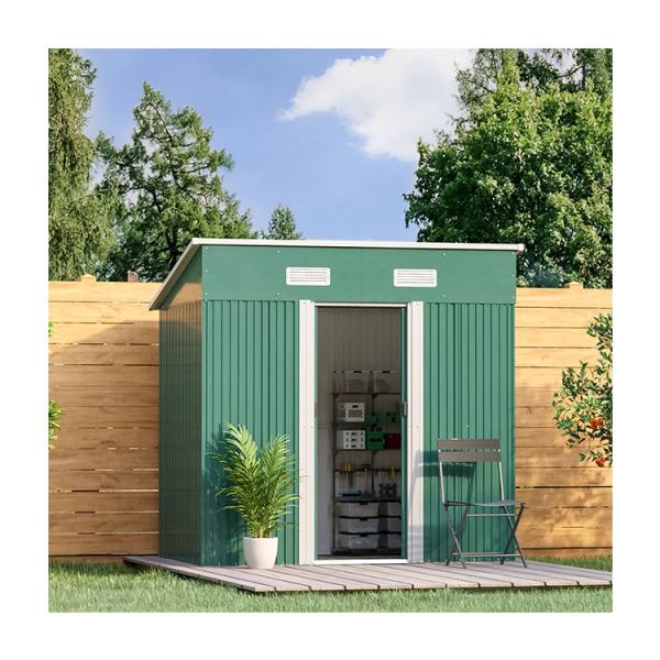 Color Steel Plate Metal Garden Storage Shed 2 Air Vent for Tools Bike Galvanized
