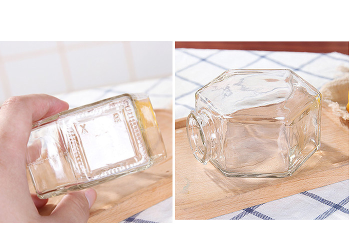 8 Oz Hexagon Honey Jars With Screw Tin Lid Customized Logo Printing