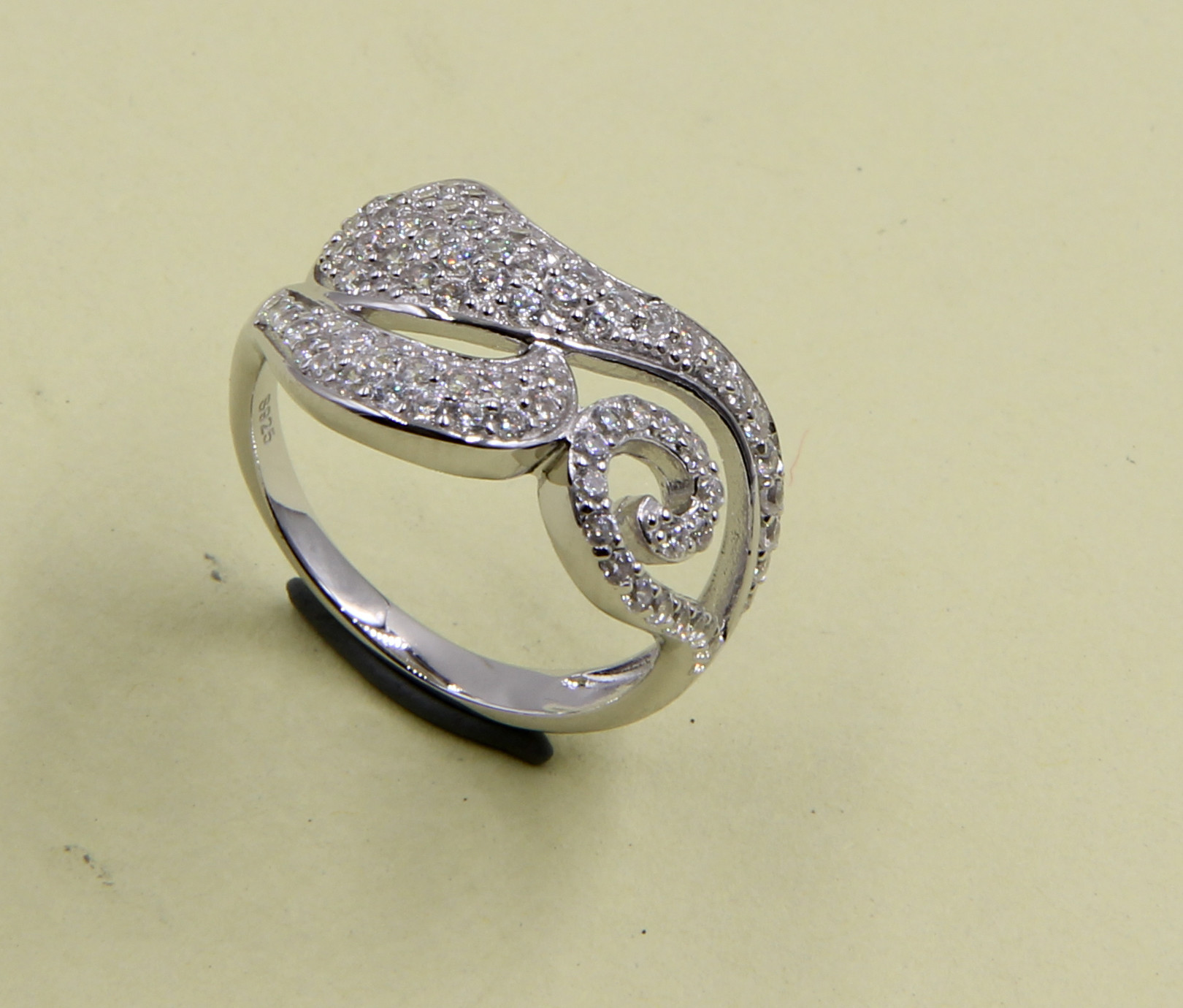 Swirl 925 Sterling Silver Round CZ Engagement Rings With Pave Sterling Silver Fashion Rings Silver Rings For Men 925