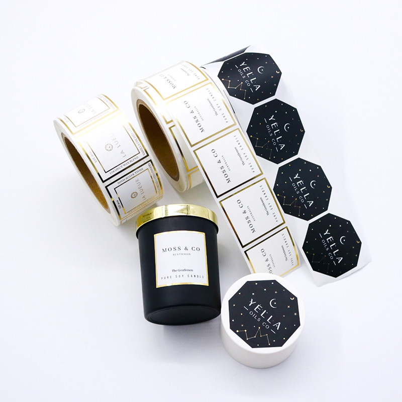 65mm Black Plastic Sticker Label Custom Packaging For Candle Fragrance