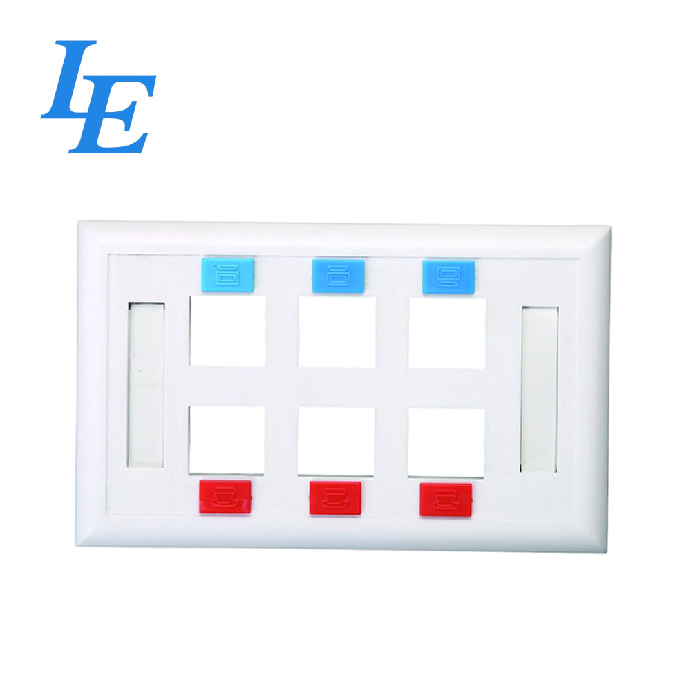 3 Port Keystone Jack Network Faceplate Socket Cat6 UTP RJ45 With Patch Panel And Network Cable Connector