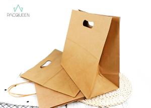 China Brown Kraft Paper Lunch Bags , Greaseproof Paper Food Bags Natural Look wholesale