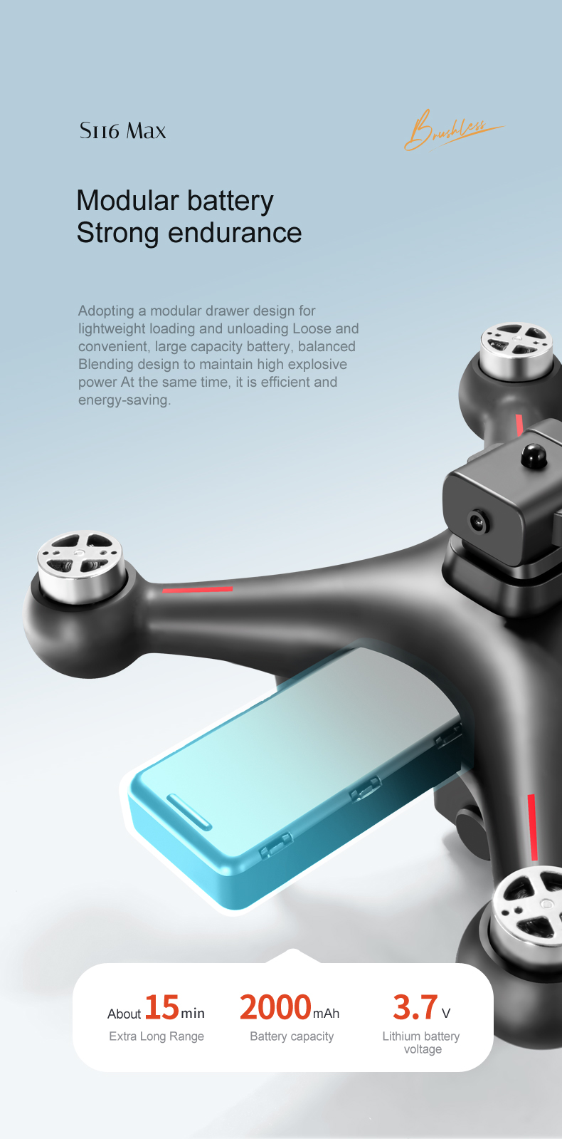 Intelligent Obstacle Avoidance Mini Four-axis Brushless Drone with Strong Endurance and Beginner Operator Skill Level