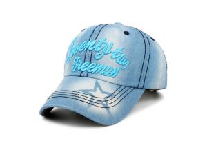 China Royal Blue Cowboys Baseball Cap , Outdoor Sports Plain Denim Distressed Mens Denim Cap wholesale