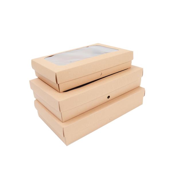Clear PVC Front Window Cardboard Paper Corrugated Kraft Packing Box with Custom Logo
