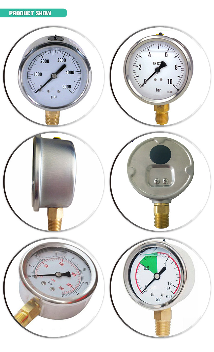 Glycerine Filled Pressure Gauge Manometer OEM ODM OBM Customized