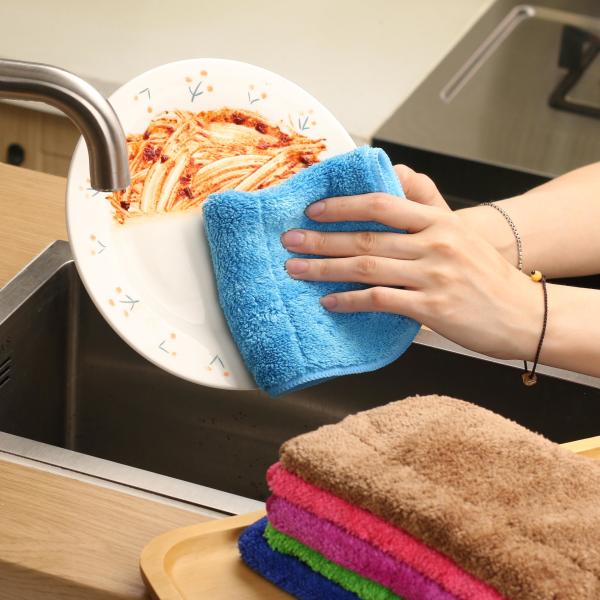 Kitchen Dish Cloths Dish Towels Super Absorbent Coral Fleece Cloth Premium