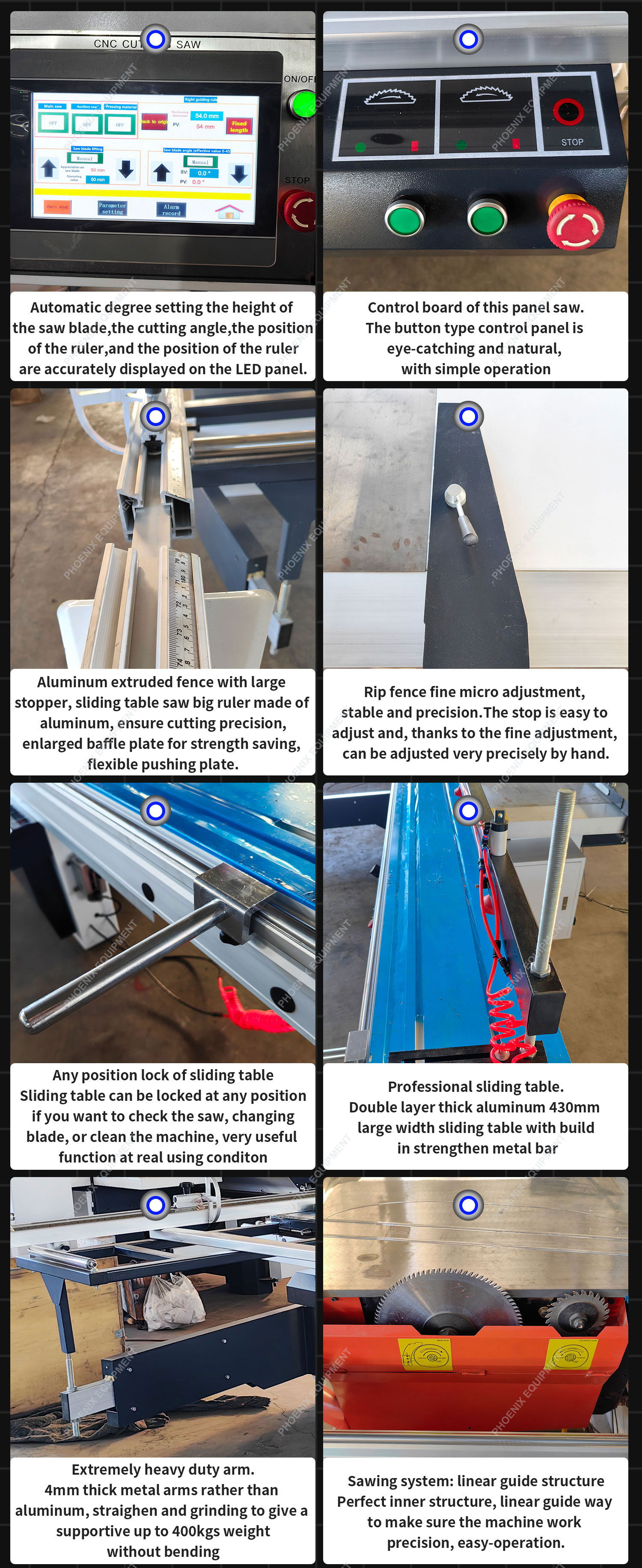 8000r/min Scoring Speed CNC-6132 Double Blade Sliding Table Saw for Construction Works