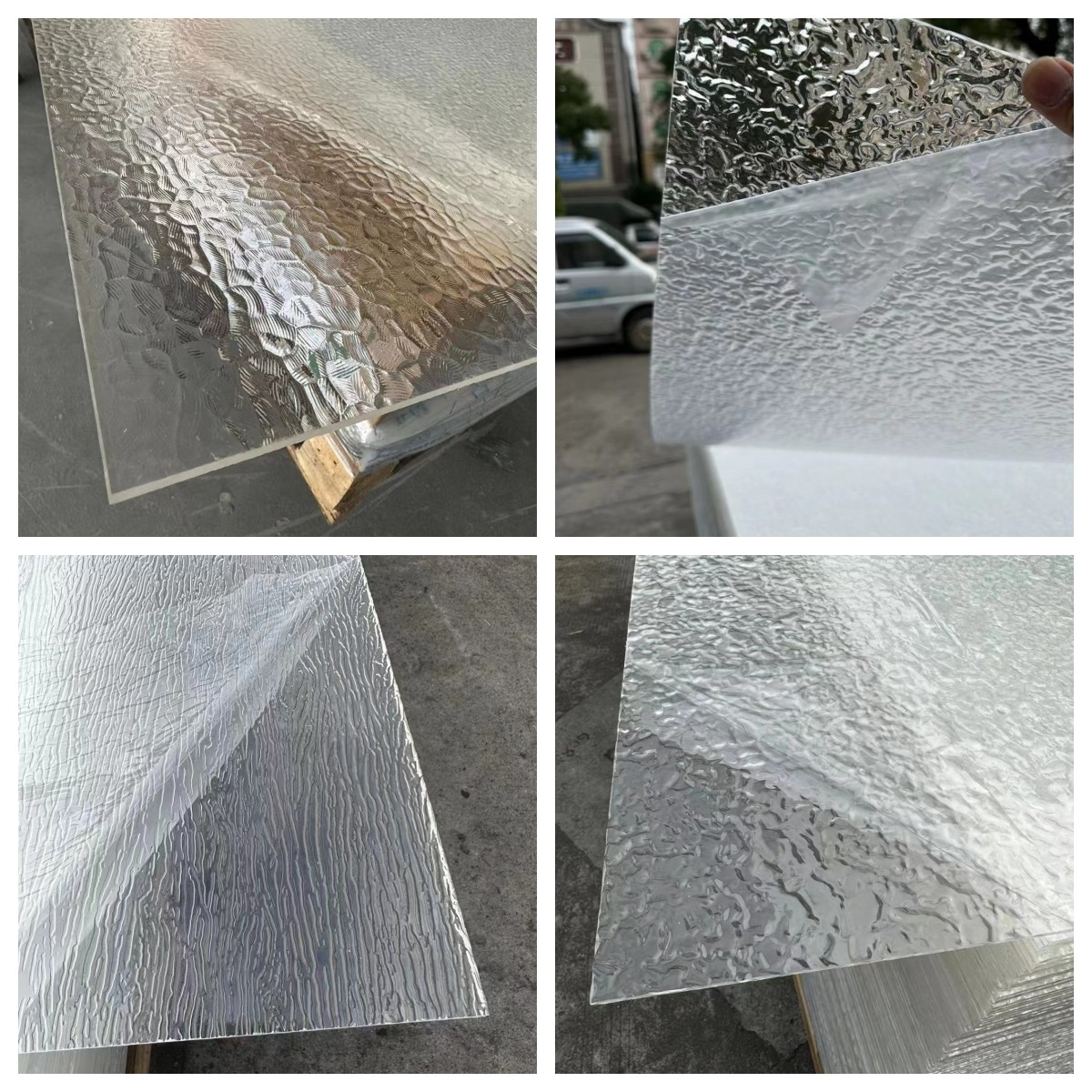 Chemical Resistance Stone Textured Clear V-Shaped Striped Acrylic Sheet in 6mm 10mm Thickness and Durable Design