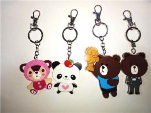 China Popular Mini 3D soft PVC/Magic silicone LED Bear Key chain/ Key Ring wholesale