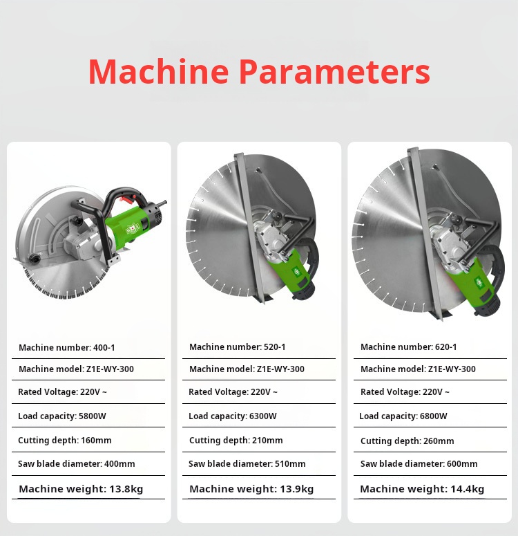 135mm Cutting Depth Stone Floor Cutting Machine Plug-in Power Supply