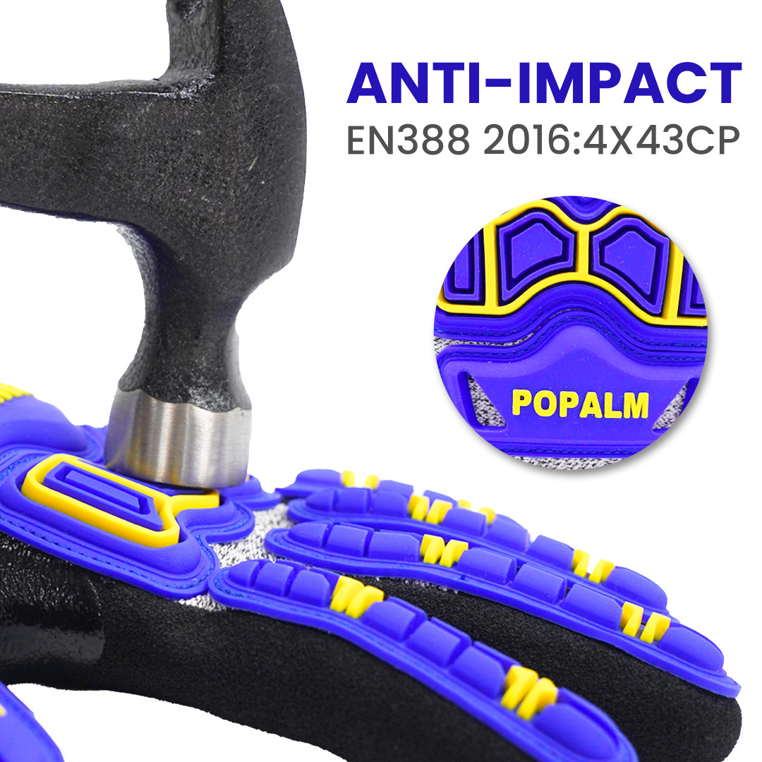 Breathable Oil Field Impact Gloves Non Slip Sandy Nitrile Palm Coated Gloves