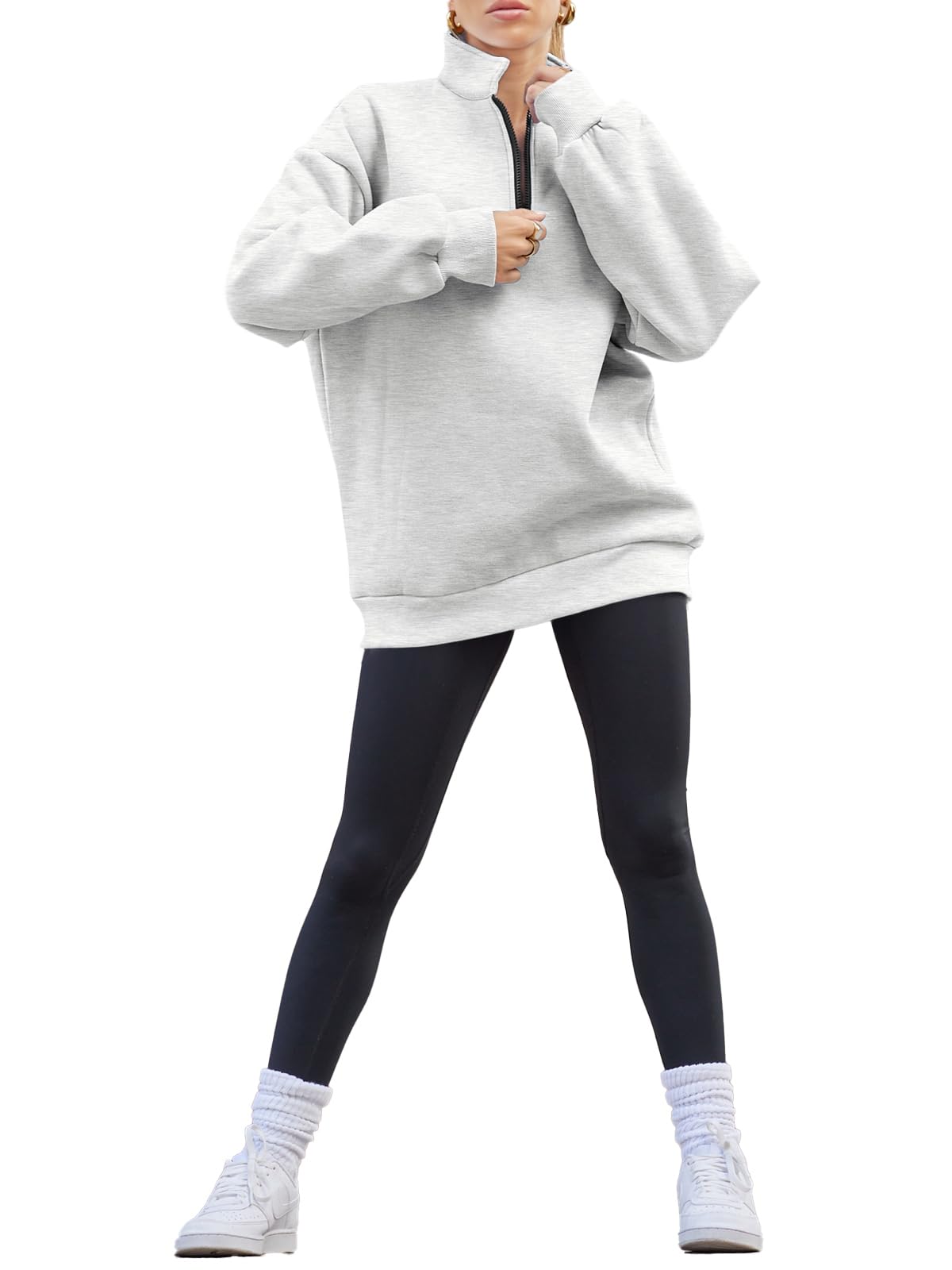Winter Season Women'S Long Sleeve Zip Up Hoodies Women Half Zip Up Printed Design