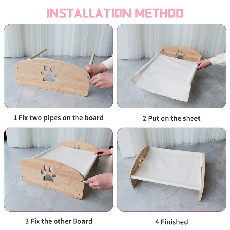 Bamboo Wooden Dog Bed Frame Platform Oxford Cloth ODM