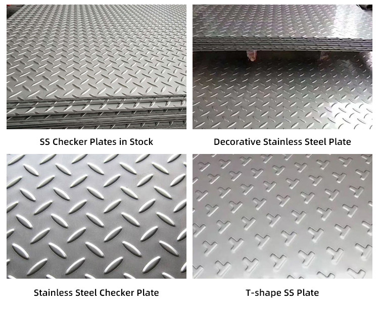 1.2mm 1.5mm Checkered Stainless Steel Plate With Flat Round Projections AiSi Standard