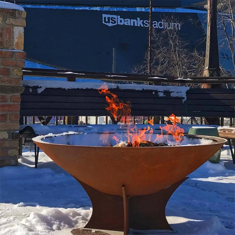 Outdoor Cooking Grills Custom Outdoor Fire Bowl Bbq Grill Corten Steel Garden Fire Pit Rustic Design