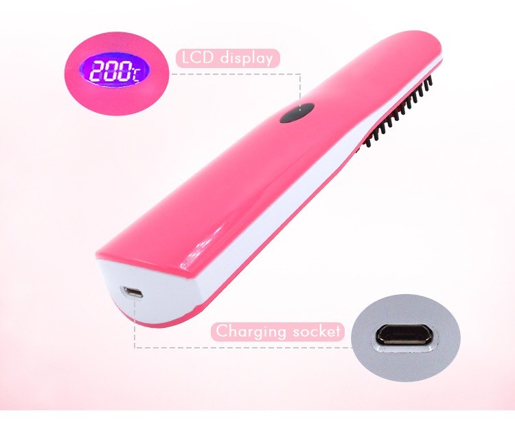 Various Colors Hair Comb Brush Cordless MCH Heater 30-45Min Working Time