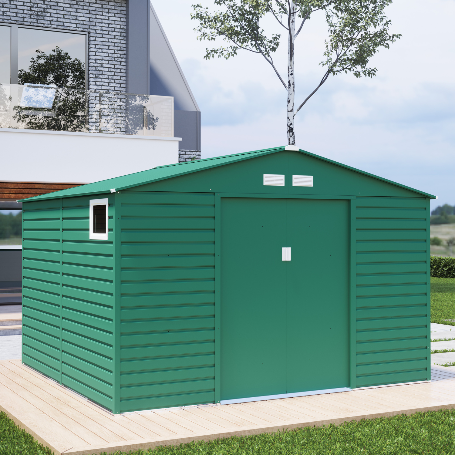 120kg Capacity Color Steel Plate Galvanized Steel Garden Building Shed with Air Vents