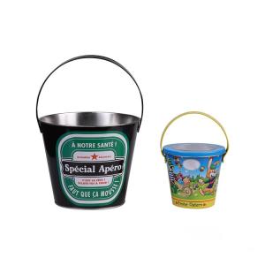 China 4 Color Metal Tin Cans Wine Bucket Round 5L 10L Large Ice Bucket wholesale