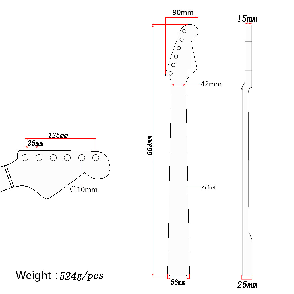 21 Fret Flame Maple Fender Stratocaster Guitar Neck Replacement Abalone Shell Dot High Gloss