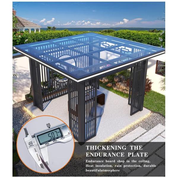 4x4m Chinese Style Gazebo Outdoor Courtyard Flat Roof Aluminum Pavilion