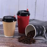 Non Spill 12oz Disposable Paper Coffee Cups With Lids Logo
