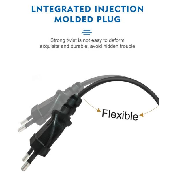 Flexible EU AC Power Cords Lightweight Electric Extension Cord 2 Pin