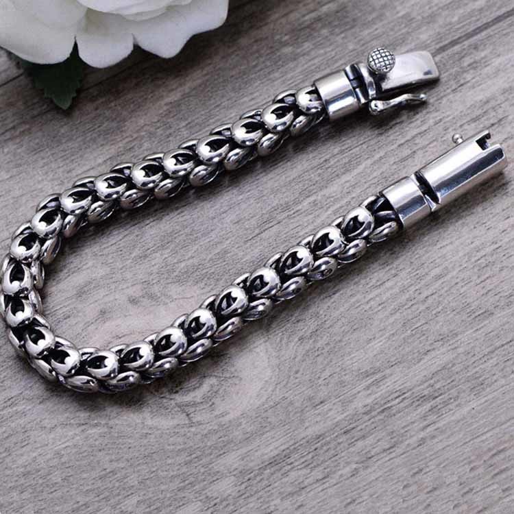 Chunky 925 Sterling Silver Dragon Link Chain Men Bracelet (058041)