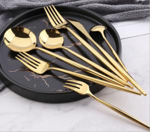 China 304 High Quality Mirror Gold Stainless Steel Cutlery NC099 Flatware Set Tableware Kitchen Items wholesale