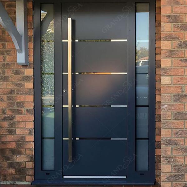 Modern Design Custom Made Wrought Iron Solid Wood Steel Pivot Entry Door with Factory Price for Residential Projects