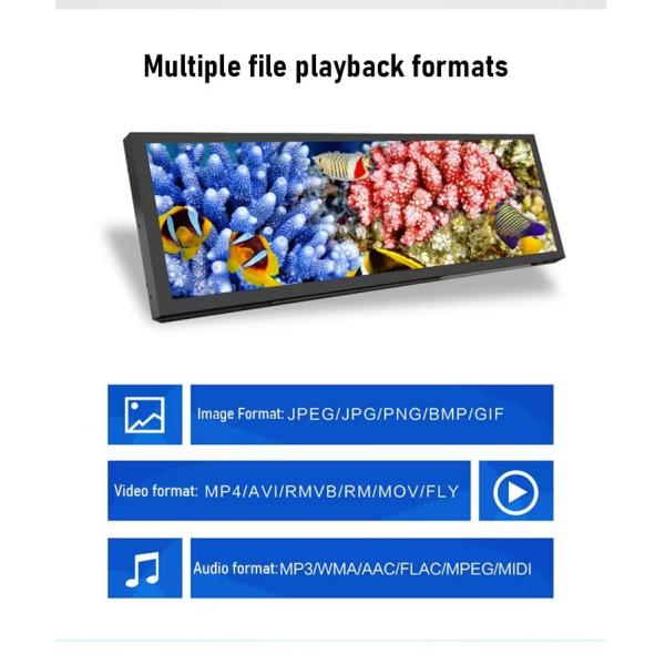 19.5 Inch Stretched Bar LCD Display Signage For Indoor Outdoor Advertising