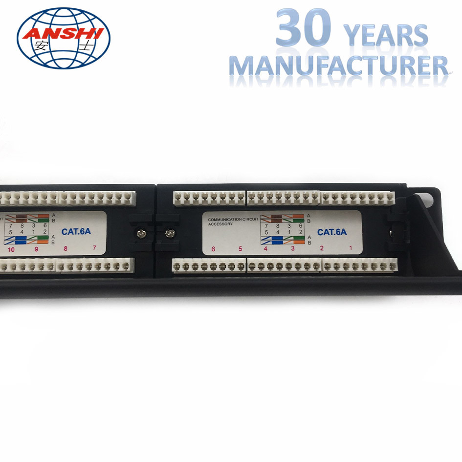 110 Idc Cat6a Utp Patch Panel 19 Inch Unshield UTP With Cable Manager Black Color