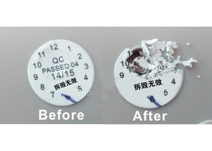High Brittle White Security Labels Stickers Strong Adhesive Difficult Remove For Screw