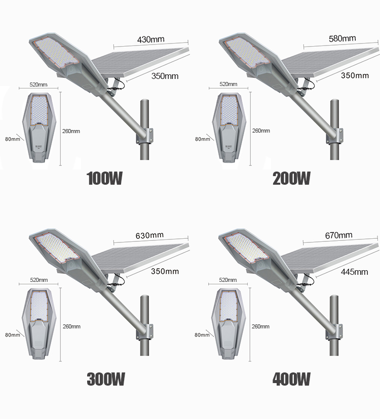 Lighting Solutions Service 100W 300W 400W Solar Street Light for Outdoor Road Waterproof