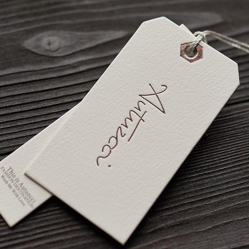 Own Logo Nordic Style Marble Gilded Coated Paper Clothing Tags OPP Bag Printing