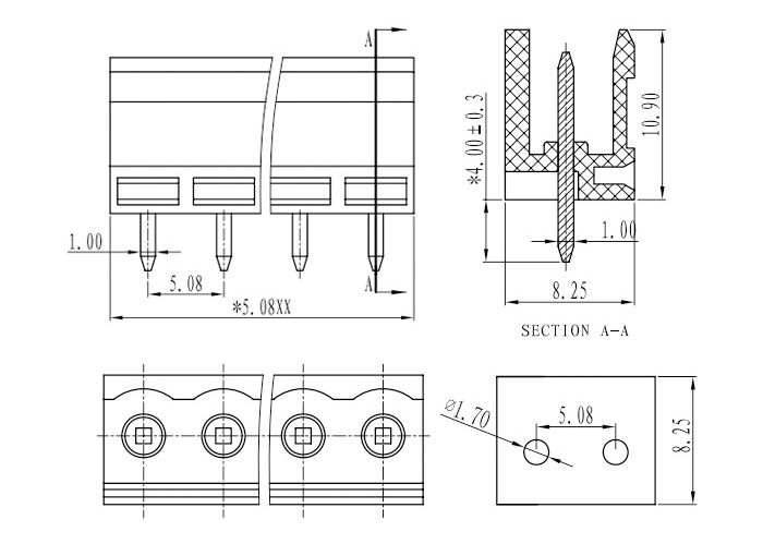 RD HT508V 5.08mm pitch 2p-12p green color male pin type plug in terminal block can do 90 degree and 180 degree