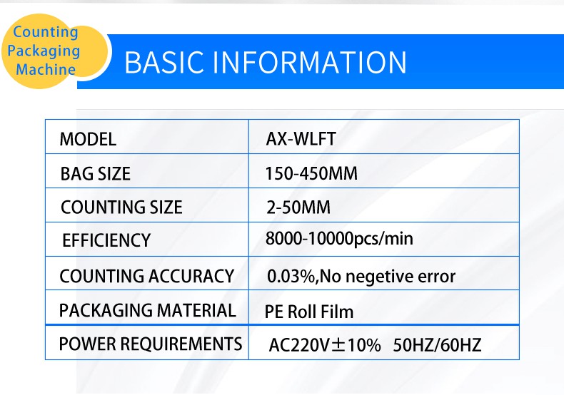 PE Film Counting and Packing Machine for High Accuracy Electronic Components Packaging