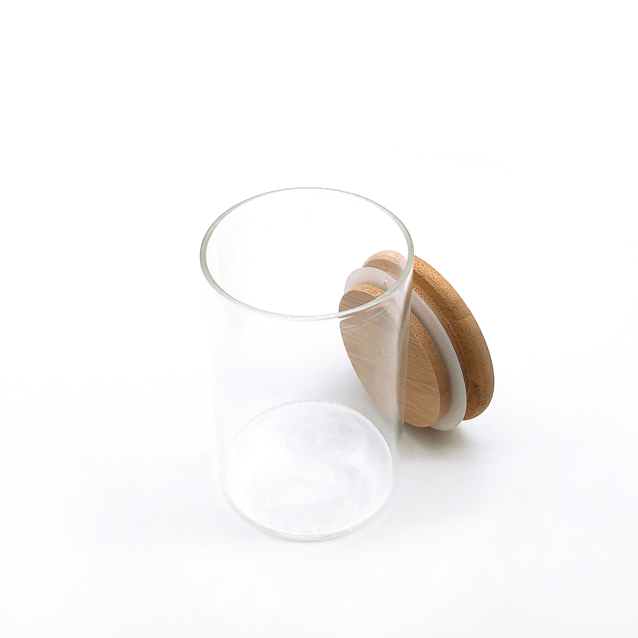 8oz 10oz Transparent Storage Borosilicate Glass Jars with Bamboo Lid