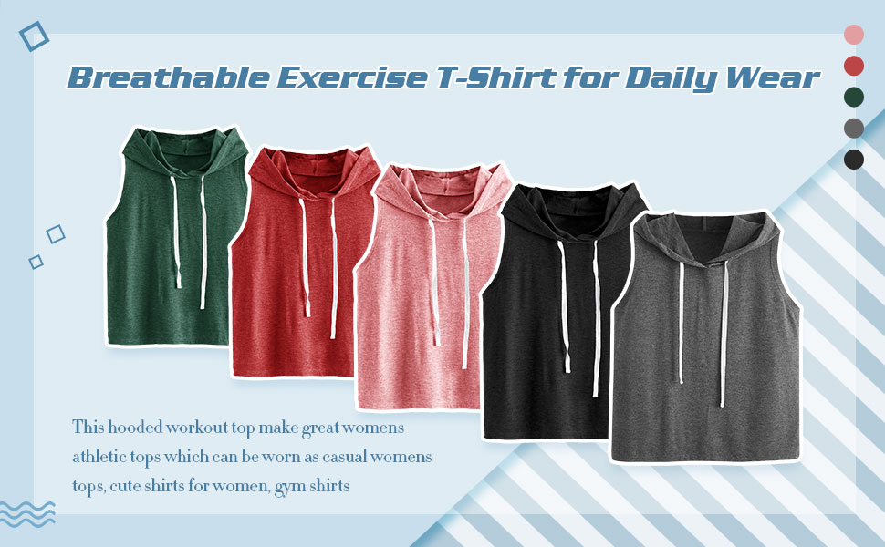 Relaxed Breathable Sleeveless Hooded Tank Tops for Women's Summer Workout by MACTING