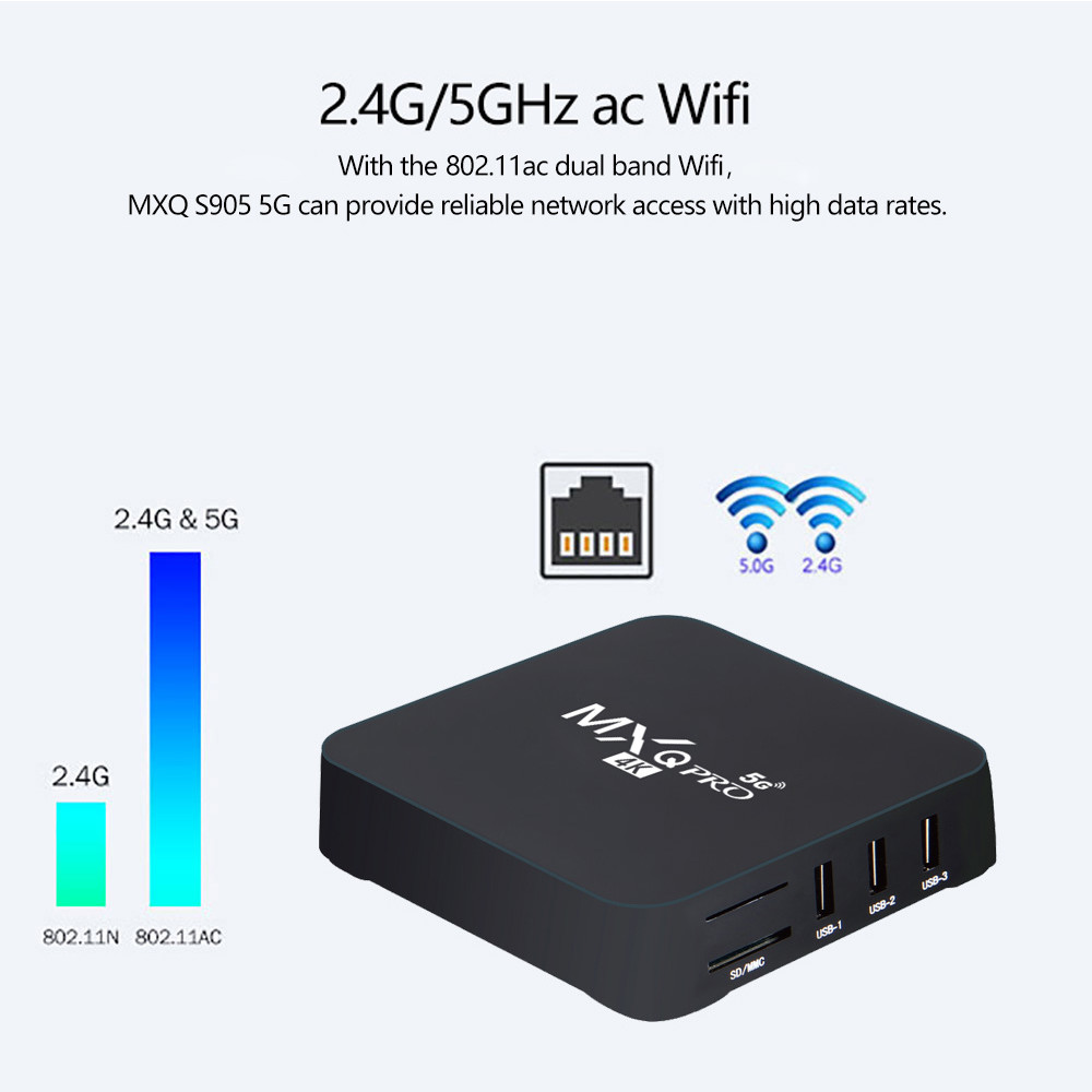 MXQ PRO Amlogic S905W 4K Android 9.0 5G TV Box 2GB 16GB 750MHZ