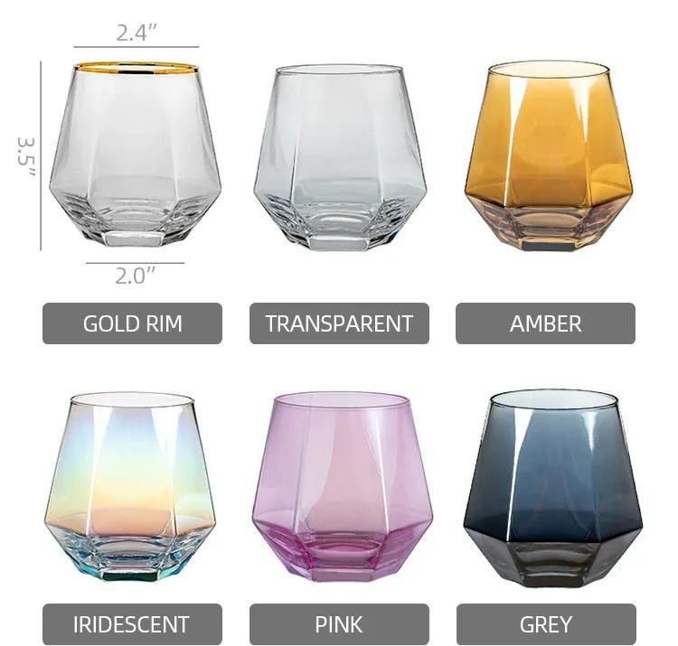12 Oz Clear Diamond Old Fashioned Glass Party Gifts Rock Whiskey