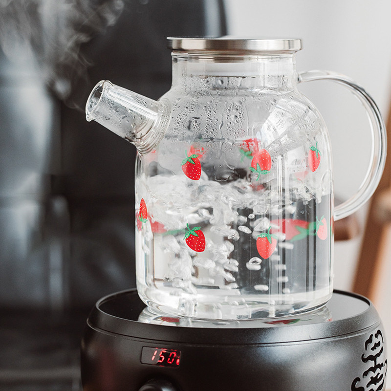Capacity 1000ml 1600ml Borosilicate Heat Resistant Glass Teapot