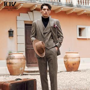 China Anti-Wrinkle Brown Wool Business Suit Perfect for Formal and Business Casual Occasions wholesale