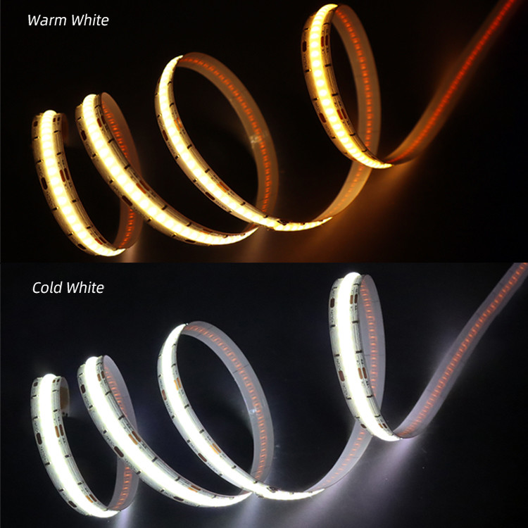 Top Rated Tunable White Led Strip COB CCT Dotless Lights DC 24V Adjustable 2700K To 6500K