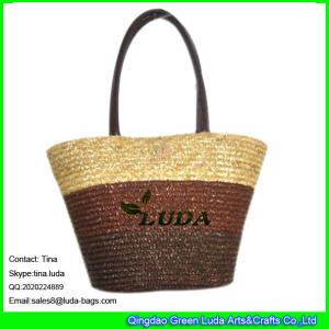 China LUDA wheat straw promotion shopping basket bag wholesale