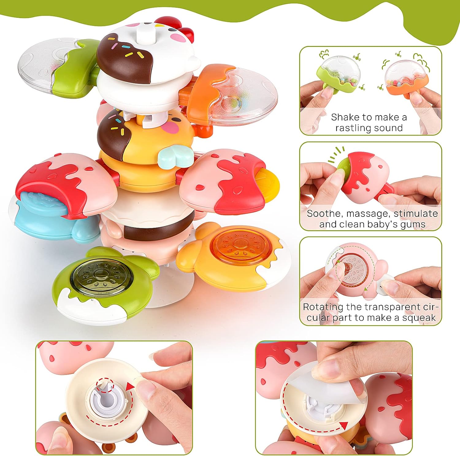 Gender-Neutral Baby Bath Spinner Toy for 2-4 Years Old Rotating and Detachable Sensory Gift